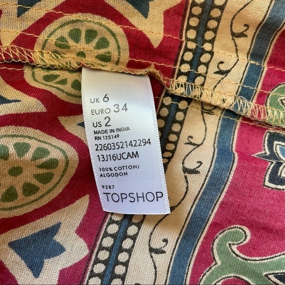 TOPSHOP Aztec Tank Top, Zipper Back, Stud Detail, Size 2 - Picture 6 of 6